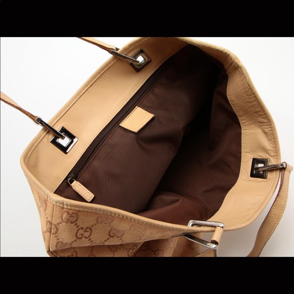 👜  Gucci Tote in Tan GG Monogram Canvas and Leather Bag 👜 - Picture 8 of 11